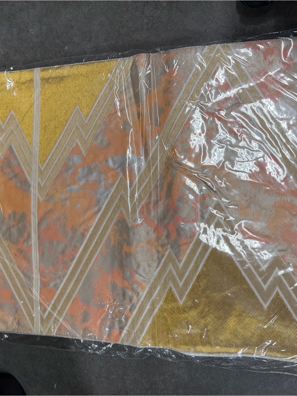 Japanese Nagoya Obi – Metallic Gold Geometric Art Deco Textile – 12” × 144”